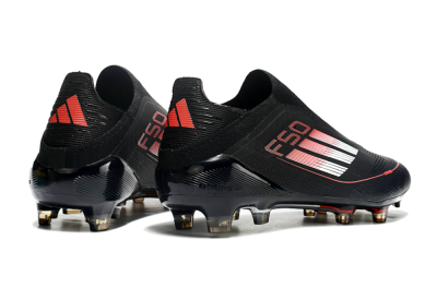 Men's Adidas F50 Elite Laceless FG Football Boots - Black/White/Red