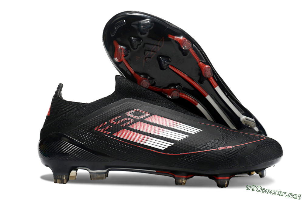 Men's Adidas F50 Elite Laceless FG Football Boots - Black/White/Red 2