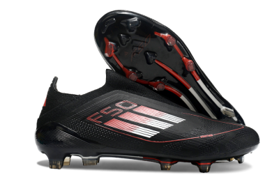 Men's Adidas F50 Elite Laceless FG Football Boots - Black/White/Red
