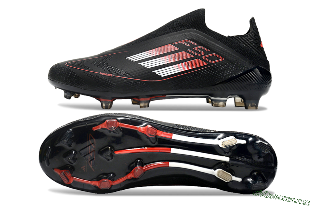 Men's Adidas F50 Elite Laceless FG Football Boots - Black/White/Red 1