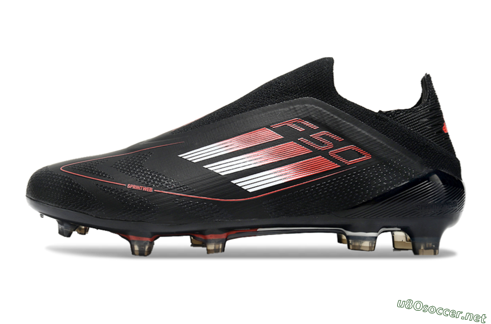 Men's Adidas F50 Elite Laceless FG Football Boots - Black/White/Red 0