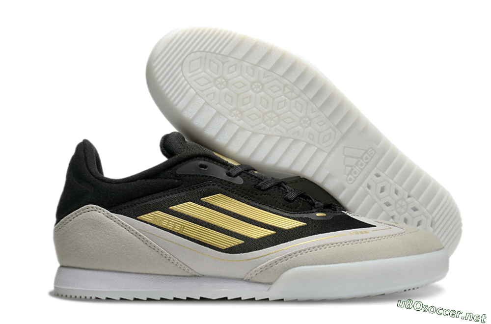 Men's Messi Adizero F50 Freestyle IC Football Shoes - Grey/Black/Gold 2