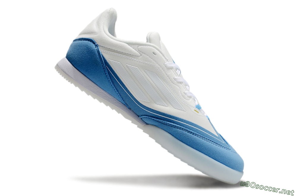 Men's Messi Adizero F50 Freestyle IC Football Shoes - White/Blue/Grey 4