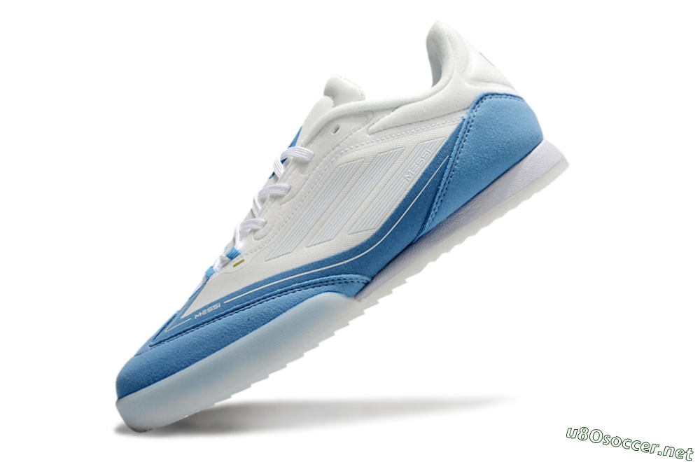 Men's Messi Adizero F50 Freestyle IC Football Shoes - White/Blue/Grey 5