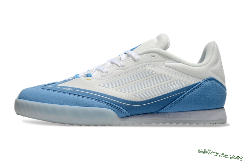 Men's Messi Adizero F50 Freestyle IC Football Shoes - White/Blue/Grey 0