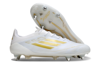 Men's Adidas F50 Elite SG Football Boots - White/Gold/Silver