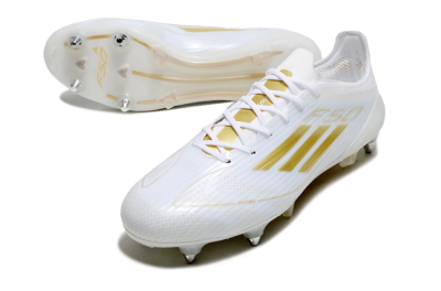 Men's Adidas F50 Elite SG Football Boots - White/Gold/Silver