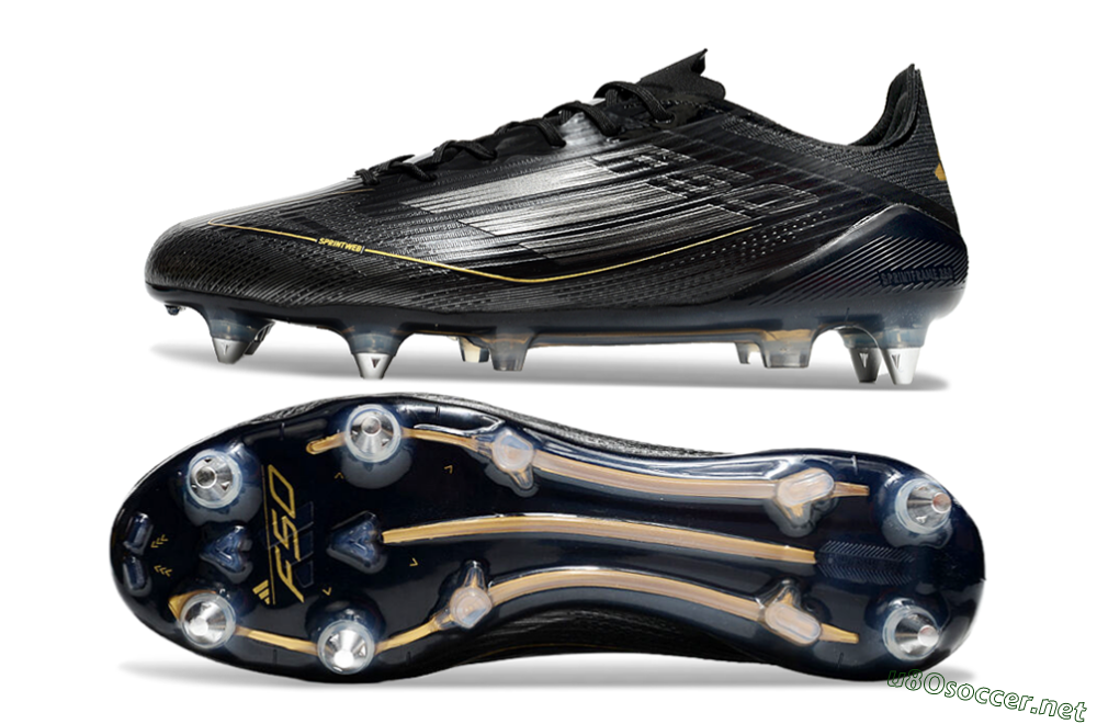Men's Adidas F50 Elite SG Football Boots - Black/Gold/Silver 1