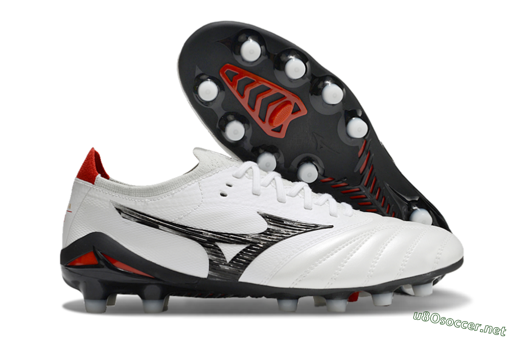 Men's Mizuno Morelia Neo 4 FG Football Boots - White/Black/Red 2