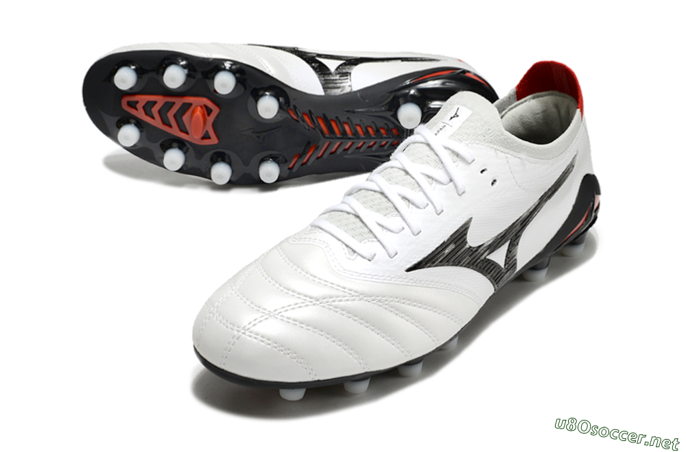 Men's Mizuno Morelia Neo 4 FG Football Boots - White/Black/Red 3