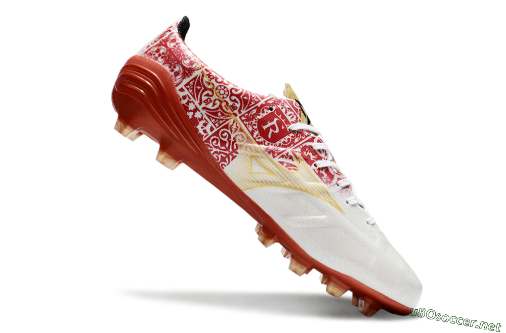 Men's Mizuno Morelia Neo FG Football Boots - White/Red/Gold 4