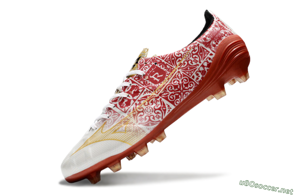 Men's Mizuno Morelia Neo FG Football Boots - White/Red/Gold 5