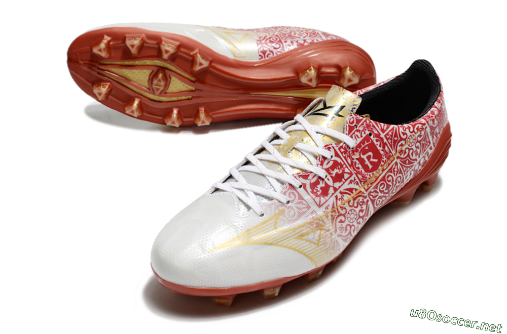 Men's Mizuno Morelia Neo FG Football Boots - White/Red/Gold 3