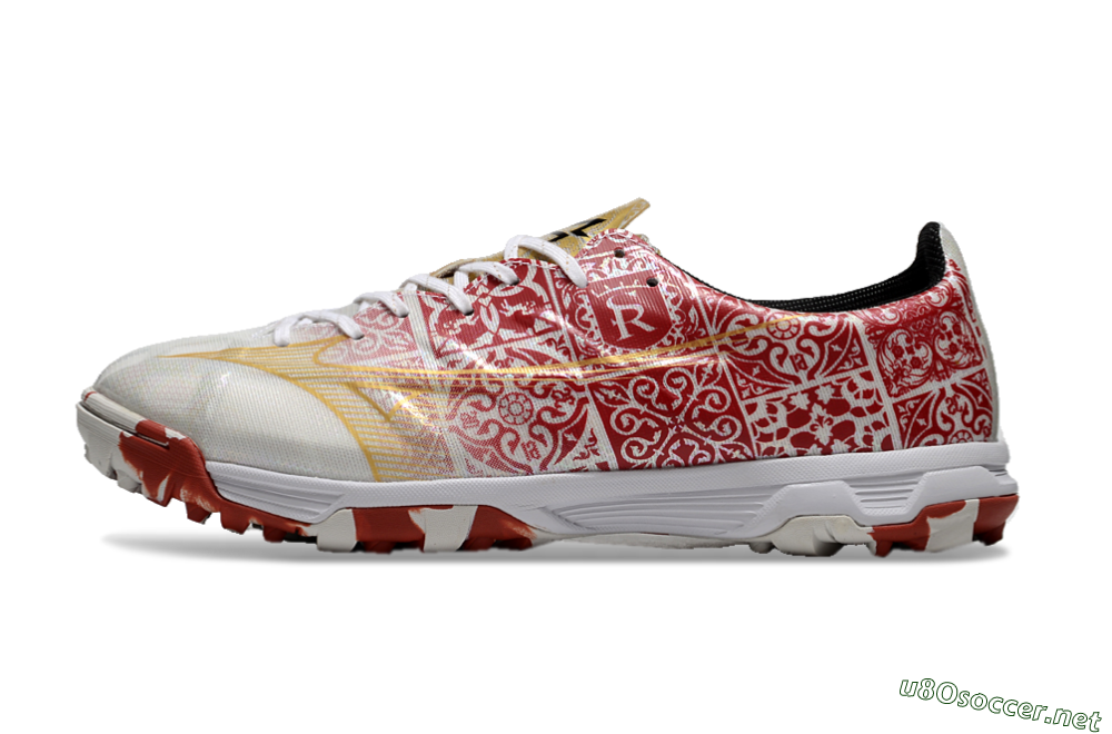 Men's Mizuno Morelia Neo TF Football Shoes - White/Red/Gold 0