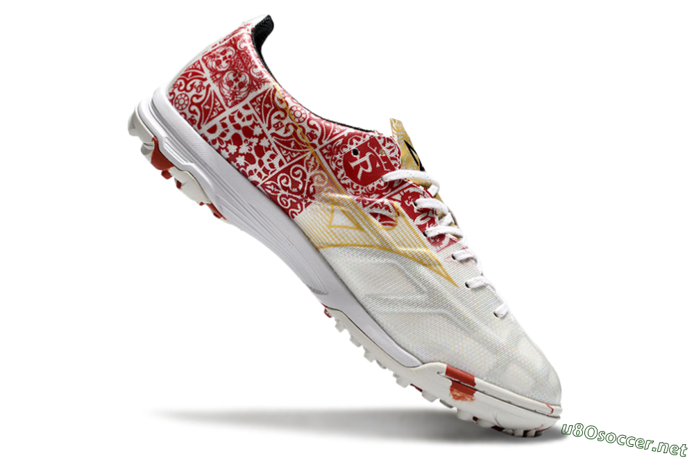 Men's Mizuno Morelia Neo TF Football Shoes - White/Red/Gold 4