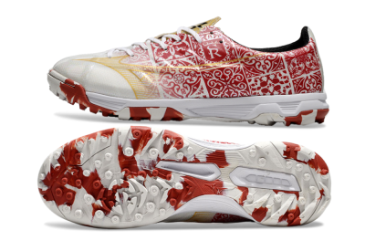 Men's Mizuno Morelia Neo TF Football Shoes - White/Red/Gold