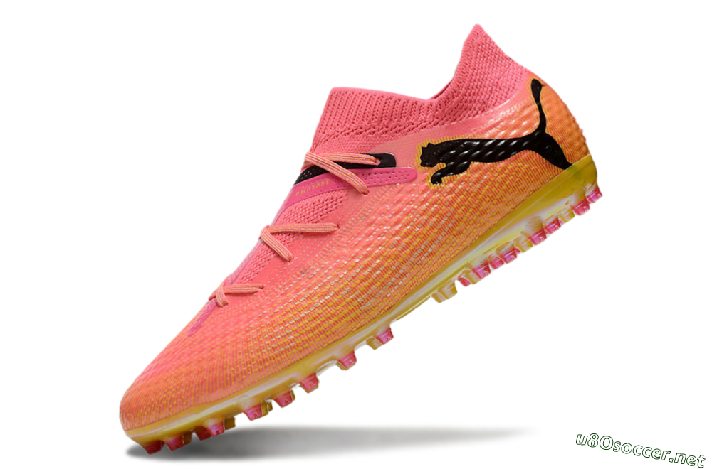 Unisex Puma Future Ultimate MG Football Boots - Pink/Black/Yellow 6