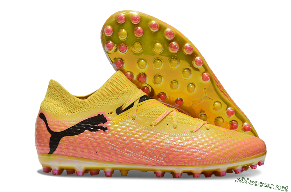 Unisex Puma Future Ultimate MG Football Boots - Pink/Black/Yellow 2