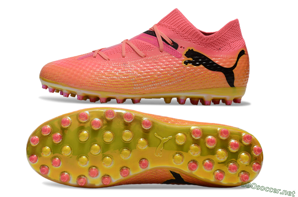 Unisex Puma Future Ultimate MG Football Boots - Pink/Black/Yellow 1