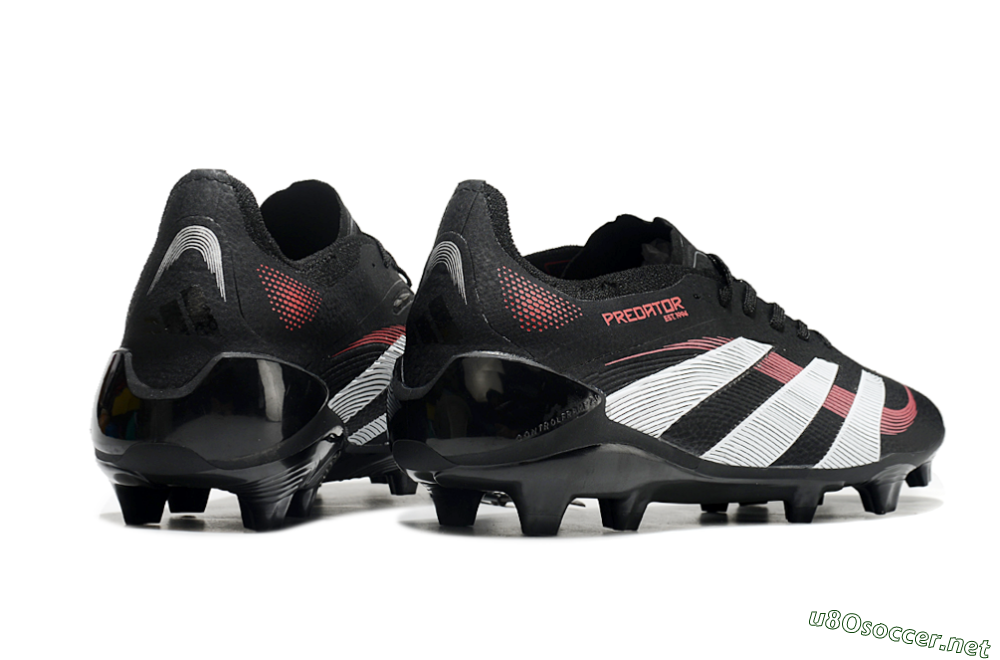Unisex Adidas Predator Elite 2025 Stealth Victory FG Football Boots - Black/White/Red 6