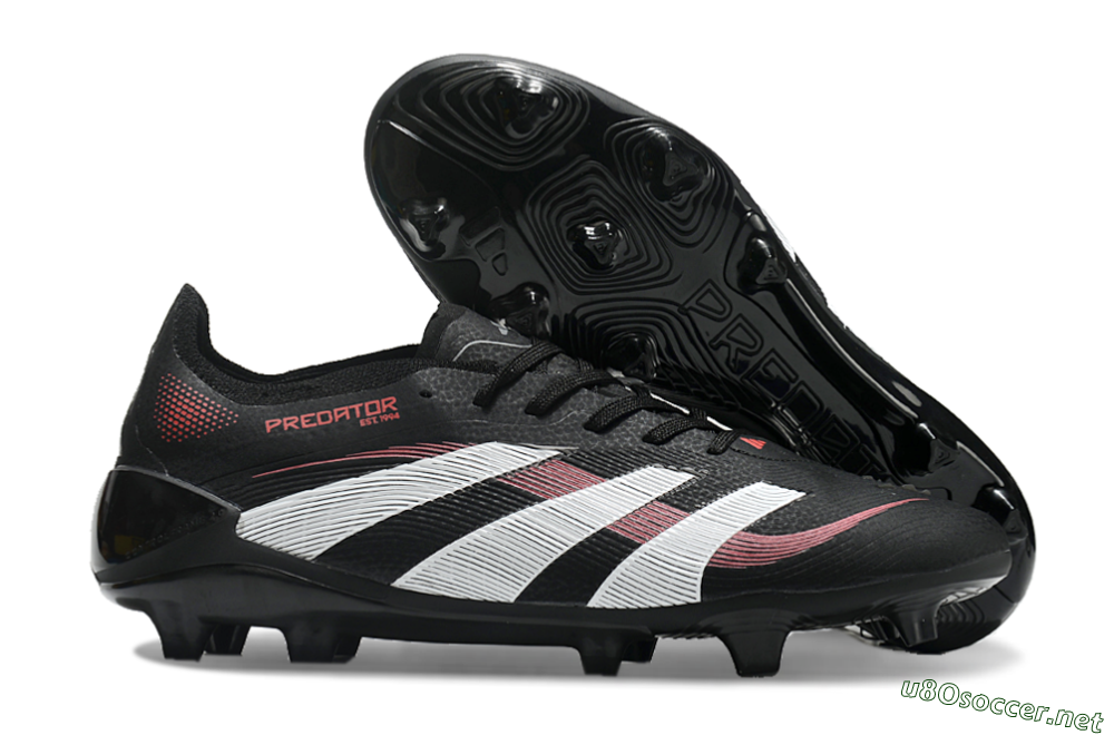 Unisex Adidas Predator Elite 2025 Stealth Victory FG Football Boots - Black/White/Red 2