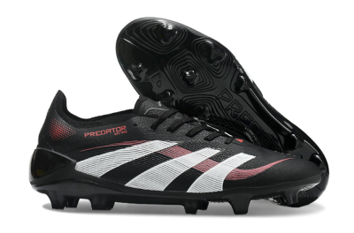 Unisex Adidas Predator Elite 2025 Stealth Victory FG Football Boots - Black/White/Red