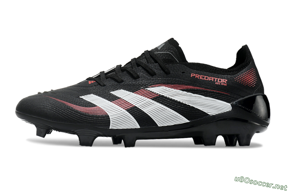 Unisex Adidas Predator Elite 2025 Stealth Victory FG Football Boots - Black/White/Red 0