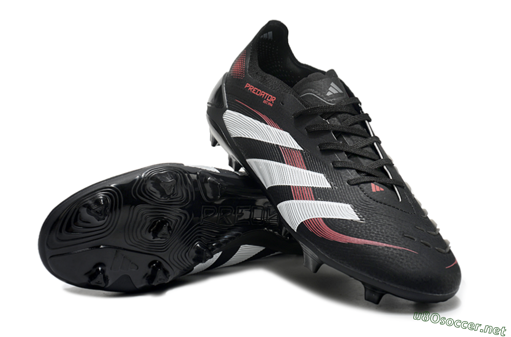 Unisex Adidas Predator Elite 2025 Stealth Victory FG Football Boots - Black/White/Red 3