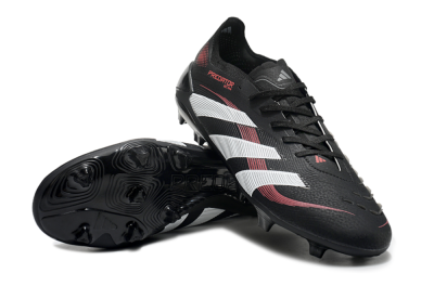 Unisex Adidas Predator Elite 2025 Stealth Victory FG Football Boots - Black/White/Red