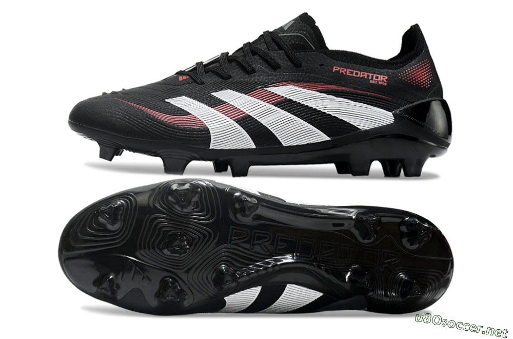 Unisex Adidas Predator Elite 2025 Stealth Victory FG Football Boots - Black/White/Red 1