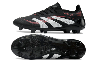Unisex Adidas Predator Elite 2025 Stealth Victory FG Football Boots - Black/White/Red