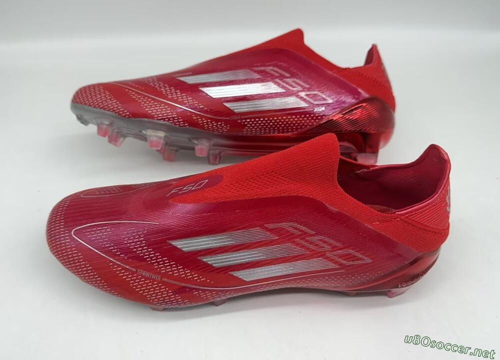 Men's Adidas F50 Elite Laceless FG Football Boots - Red/Silver