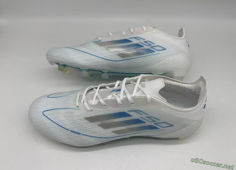 Men's Adidas F50 Elite FG Football Boots - White/Silver/Blue