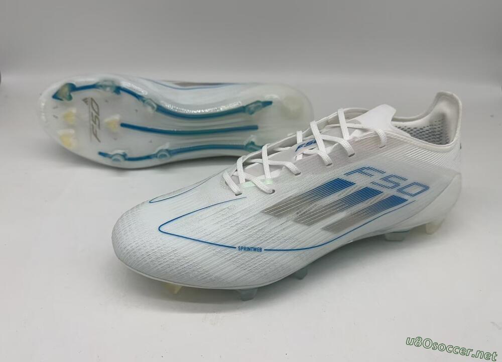 Men's Adidas F50 Elite FG Football Boots - White/Silver/Blue