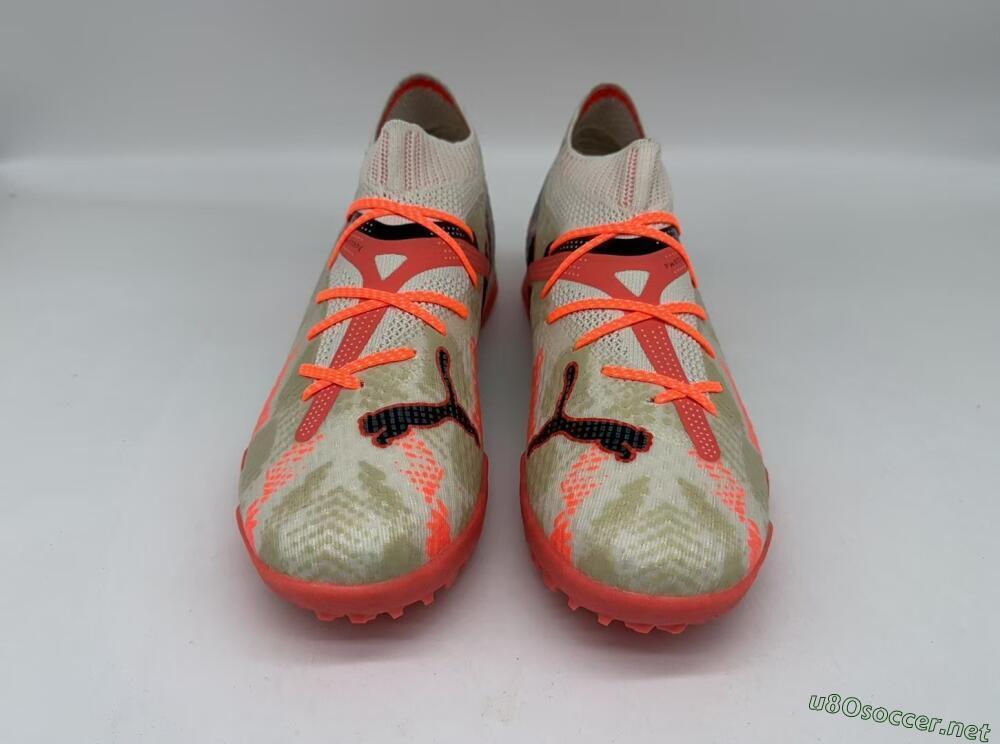 Men's Puma Future Ultimate TF Football Shoes - Beige/Red/Black