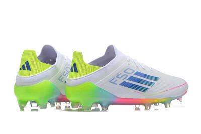 Men's Adidas F50 Elite FG Football Boots - White/Blue/Yellow/Pink