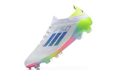 Men's Adidas F50 Elite FG Football Boots - White/Blue/Yellow/Pink