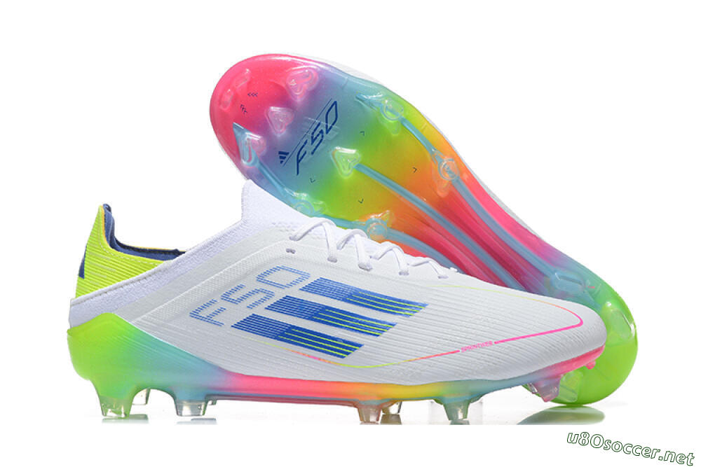 Men's Adidas F50 Elite FG Football Boots - White/Blue/Yellow/Pink 2