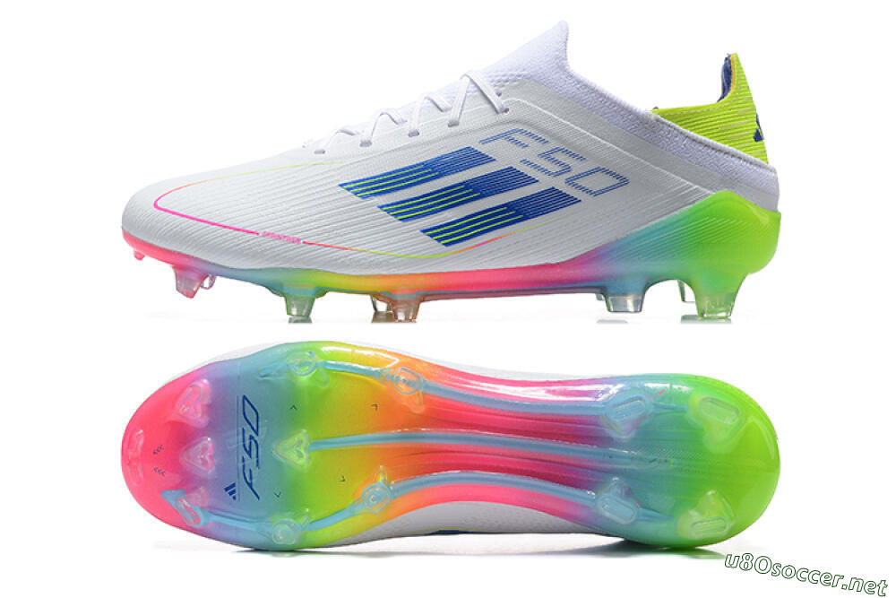 Men's Adidas F50 Elite FG Football Boots - White/Blue/Yellow/Pink 1