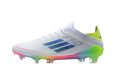 Men's Adidas F50 Elite FG Football Boots - White/Blue/Yellow/Pink
