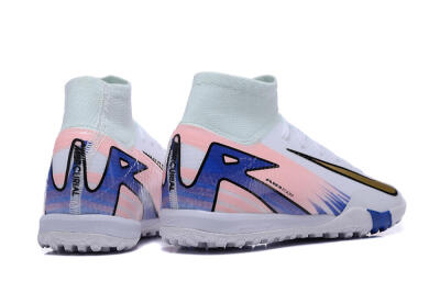 Unisex Nike Air Zoom Mercurial Superfly 10 Elite TF Football Shoes - White/Gold/Blue/Pink