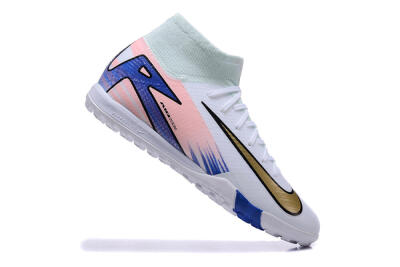 Unisex Nike Air Zoom Mercurial Superfly 10 Elite TF Football Shoes - White/Gold/Blue/Pink