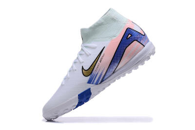Unisex Nike Air Zoom Mercurial Superfly 10 Elite TF Football Shoes - White/Gold/Blue/Pink