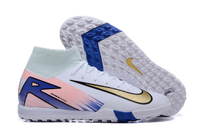 Unisex Nike Air Zoom Mercurial Superfly 10 Elite TF Football Shoes - White/Gold/Blue/Pink
