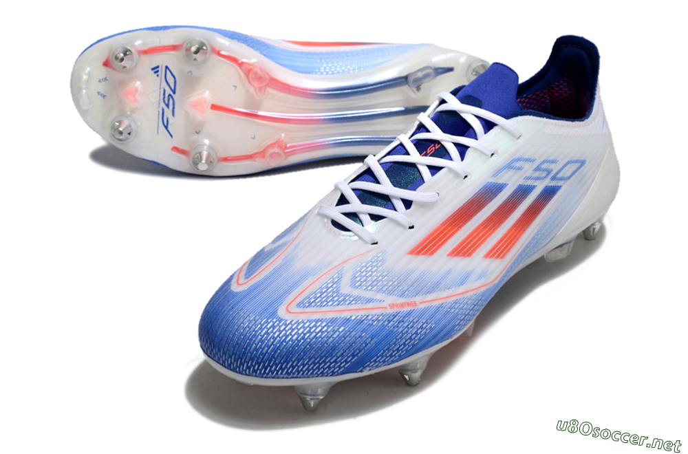 Men's Adidas F50 Elite SG Football Boots - White/Blue/Red 3