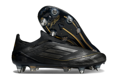 Men's Adidas F50 Elite Laceless SG Football Boots - Black/Silver/Gold