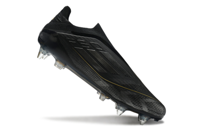 Men's Adidas F50 Elite Laceless SG Football Boots - Black/Silver/Gold