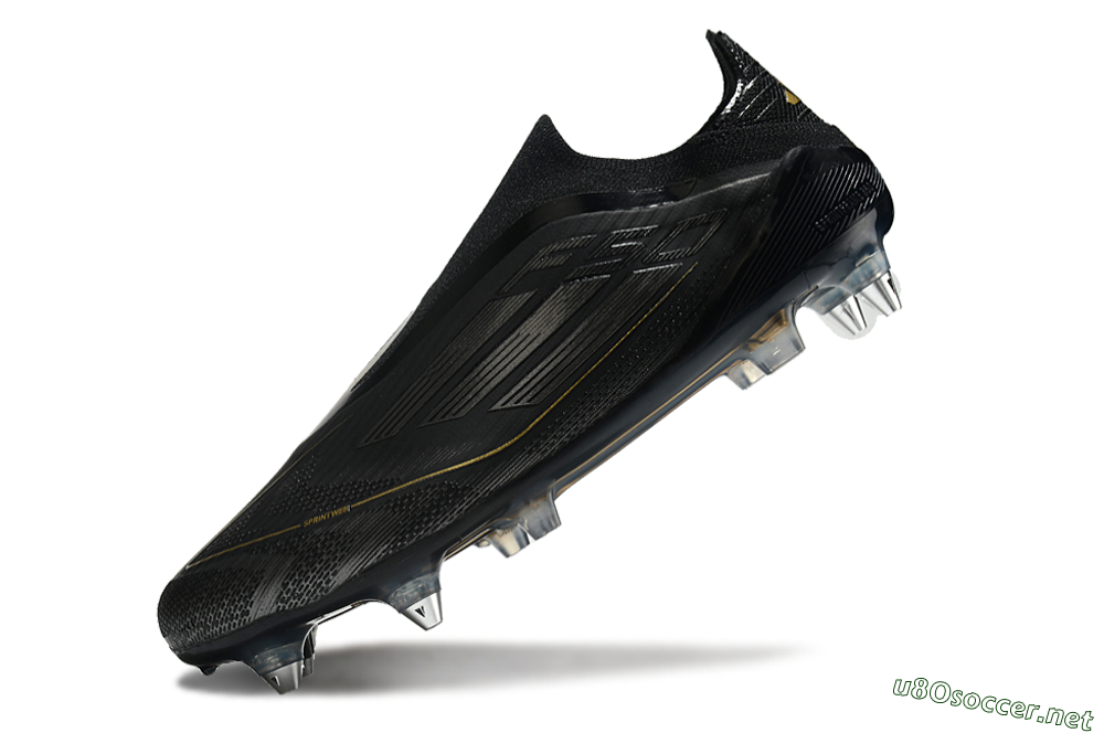 Men's Adidas F50 Elite Laceless SG Football Boots - Black/Silver/Gold 5