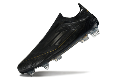Men's Adidas F50 Elite Laceless SG Football Boots - Black/Silver/Gold