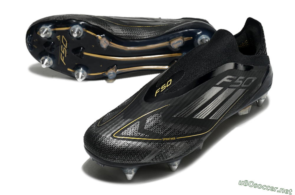 Men's Adidas F50 Elite Laceless SG Football Boots - Black/Silver/Gold 3